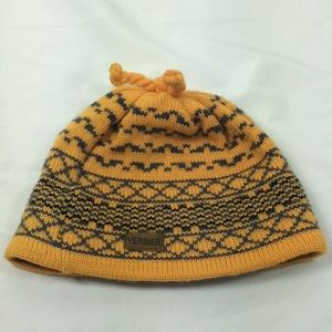 Verbier Canada Wool Knit Hat Polartec Yellow Gray